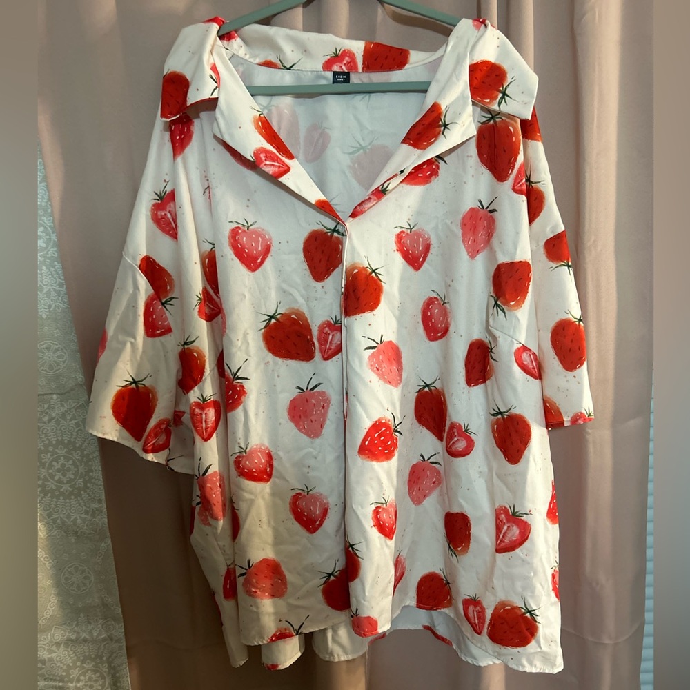 Strawberry Button Down Top